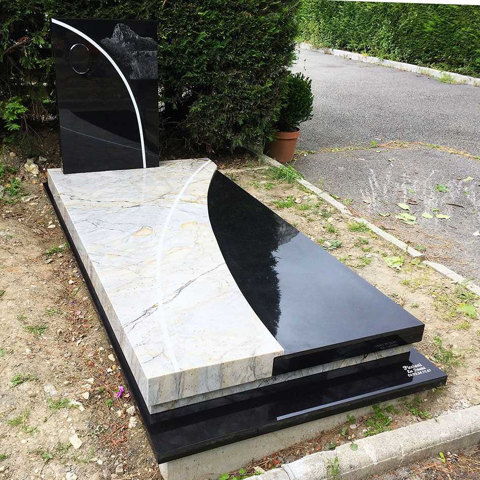 Monument bi couleur Granit Versailles - Noir - Cimetière de Gattiere