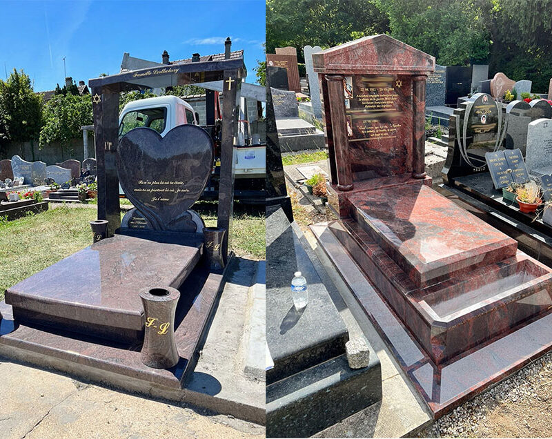 2 Monuments Funéraires à Colonnes posés en Région Parisienne