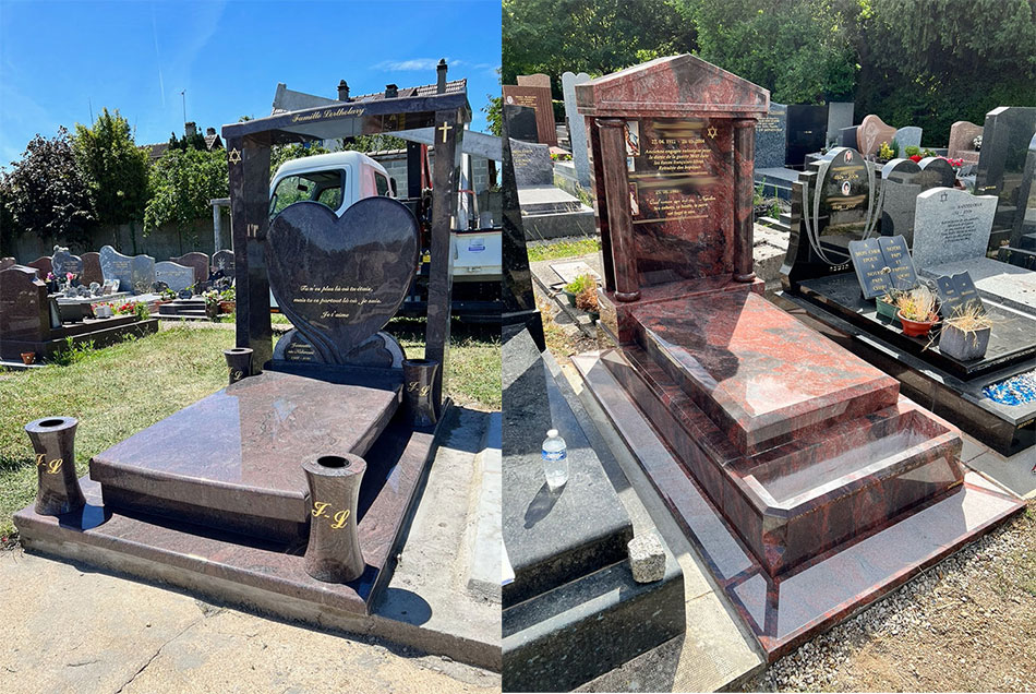 2 Monuments Funéraires à Colonnes posés en Région Parisienne